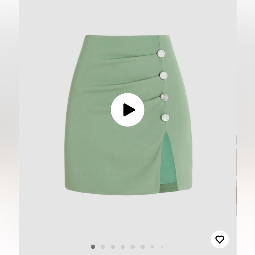 Solid Button Slit Mini Skirt